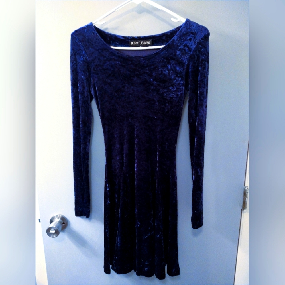 Betsey Johnson vintage blue velvet dress small